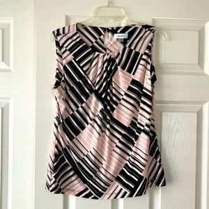 Calvin Klein pink and black geometric print blouse